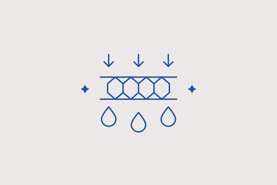 Liquid filtration through molecular membrane layer line icon for water purification service, bio tech engineering lab. Advanced vector illustration for chemistry research.