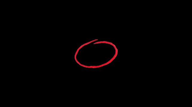 A red circle drawn on a black background with a small gap at the top right