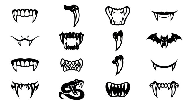 A collection of various fangs and sharp teeth illustrations.