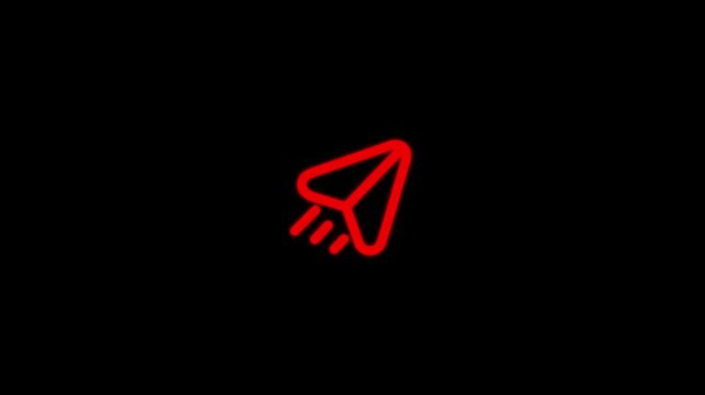 Minimalist red paper airplane animation, digital send message concept, social media motion send, 4k video.