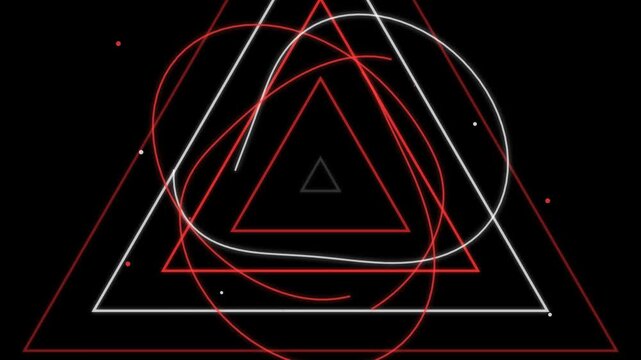 Abstract geometric animation with rotating red and white triangle lines