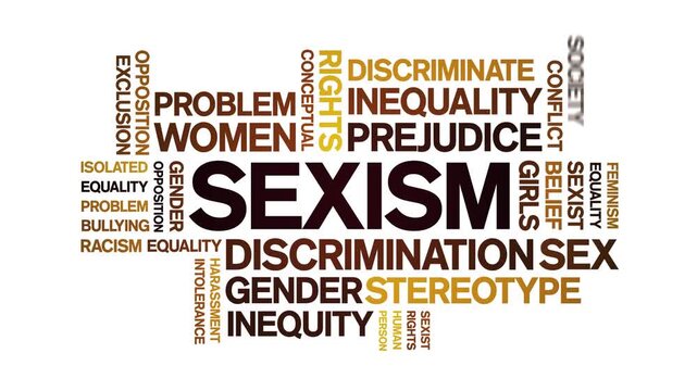 Sexism animated word cloud-text design animation tag kinetic typography seamless loop.