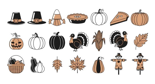 Set of autumn and thanksgiving icons