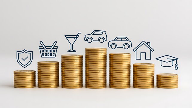 Financial Growth And Wealth Planning Concept With Rising Coin Stacks
