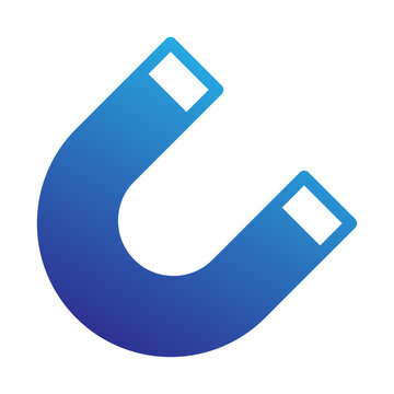 Strong industrial horseshoe magnet snap gravity object magnetic link Blue Gradient Icon.