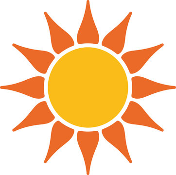 Bright cheerful sun graphic with transparent background for creative projects
