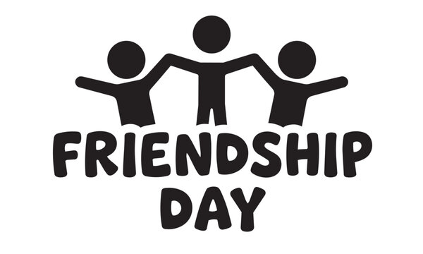 
Happy Friendship Day vector design. Playful illustration of three friends holding hands and celebrating together.