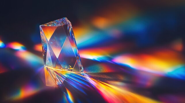 Holographic wave fronts laser interference patterns crystal prism light dispersion rainbow spectrum diffraction optical physics phenomenon abstract photography