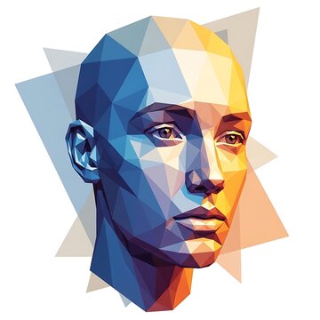Geometric polygonal human face portrait.