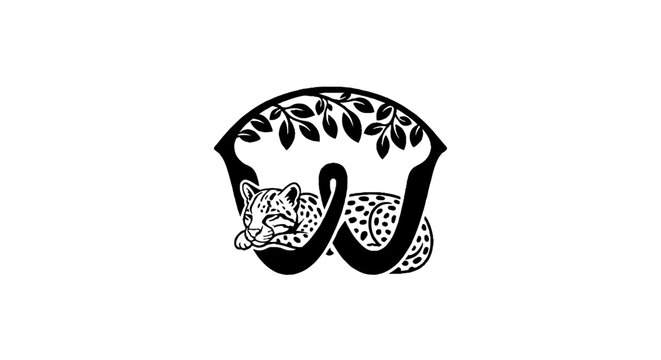Elegant black and white leopard logo design.