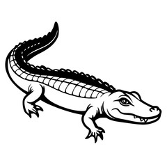Fototapeta premium Black and white illustration of a stylized alligator