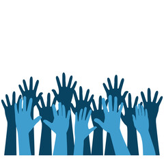 Fototapeta premium Raised Hands Silhouettes — Isolated Vector Illustration for Volunteering Concept. Transparent Background Vector. Unity and Support: Group of Hands Reaching Up