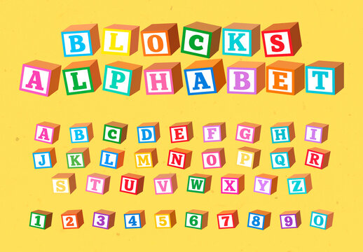 Colorful Alphabet Blocks Editable Font