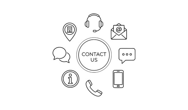 Modern contact us line icons with editable support and headset vector design