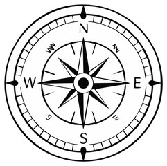 Obraz premium Classic compass rose with directional points north east south west for navigation and exploration