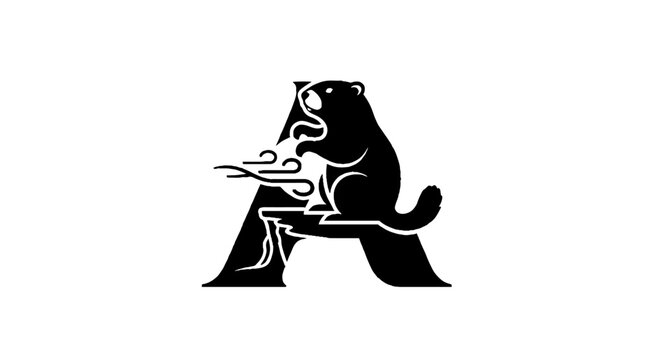 Black bear logo with letter A design.
