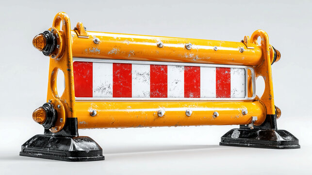 Under construction barricade isolated on white transparent background, emphasizing caution, work in progress, urban safety, and industrial construction concept visuals for signage use