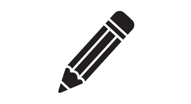 Pencil Write Icon Solid Glyph Style for Edit and Creative Design Concept