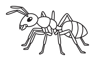 Fototapeta premium Linear art of ant showing side view isolated on transparent background for detailed graphic illustration.