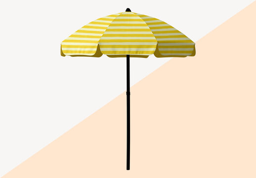 Yellow Striped Beach Umbrella Mockup PSD