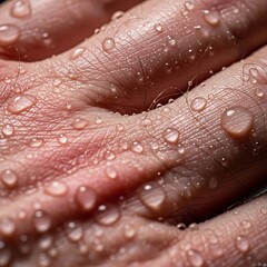 Fototapeta premium Close up of human hand with severe psoriasis symptoms.
