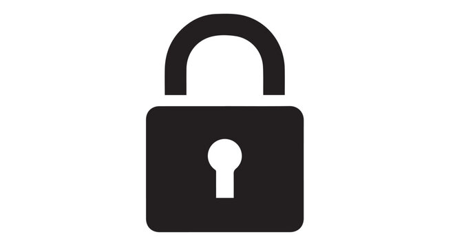 Padlock Icon Silhouette Closed Lock Security Protection Symbol Black Vector