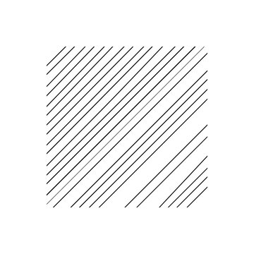 A square shape filled with a pattern of thin, parallel diagonal black lines, isolated on a white background, for texture and use