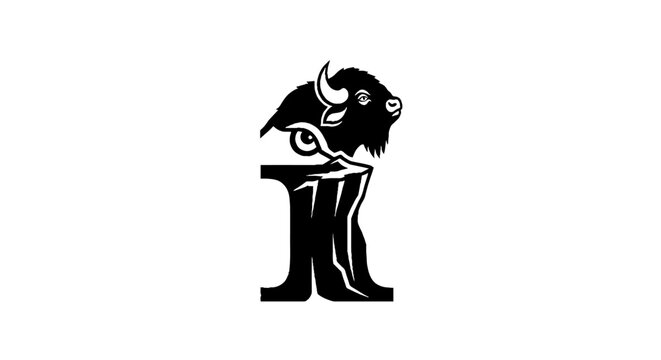 Black and white buffalo head logo design.