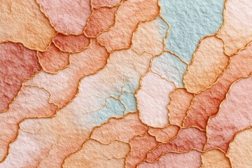 Fototapeta premium Abstract Glittering Texture With Gold Outline Shapes In Pastel Pink And Soft Blue Sparkle Background