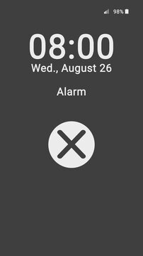 Vertical video animation of a smartphone with an alarm ringing on the smartphone screen - alarm tone.