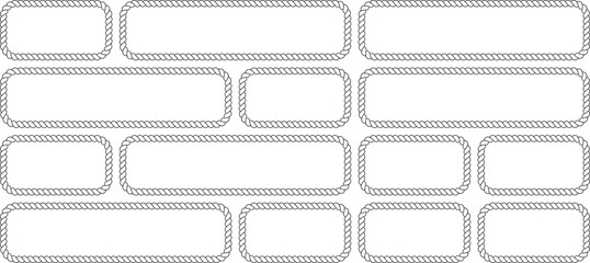 Set of rope frames, nautical border elements, rectangular rope frames, vector illustration isolated on white background © MDMahmudul