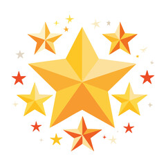 Obraz premium Golden star with scattered stars illustration