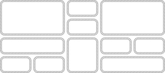 Set of rope frames, nautical border collection, vector illustration isolated on white background © MDMahmudul