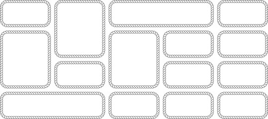 Set of various rectangular rope frames isolated on white background © MDMahmudul