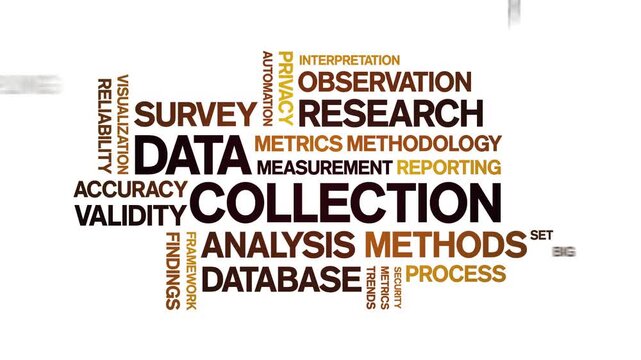 Data Collection animated word cloud-text design animation tag kinetic typography seamless loop.