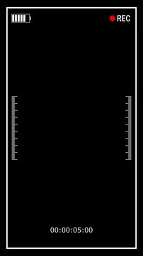 Vertical recording screen display with video status overlay on the camera screen is suitable for filmmaking projects, video production, or as a visual effect. Alpha channel. 4K video.