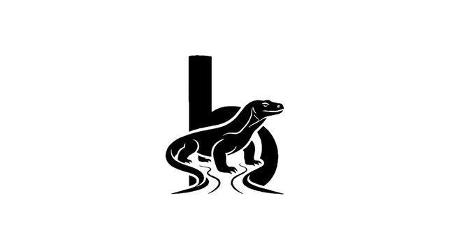 Black and white lizard logo design with letter L.