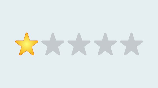 Video animation of a 1- to 5-star rating. Business concept for online star ratings.