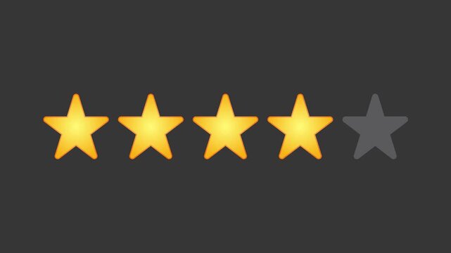 Video animation of a 1- to 5-star rating. Business concept for online star ratings.
