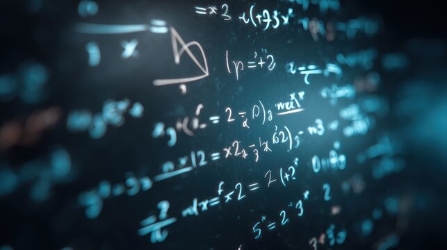 Mathematical equations on transparent background