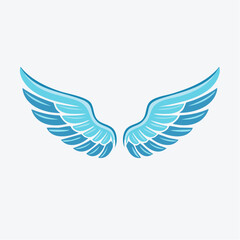 Fototapeta premium Stylized Blue Angel Wings Icon