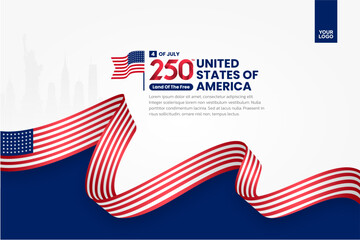 Obraz premium United States 250th Anniversary Banner Template for 4th of July Celebration