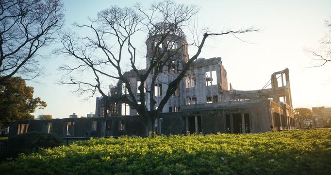 Hiroshima Peace Memorial Atomic Bomb Dome at Golden Hour