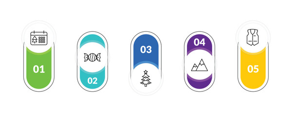 outline winter icons set - christmas day, candy, snowy mountain, anorak vest. editable vector for web and mobile ui © IconArt