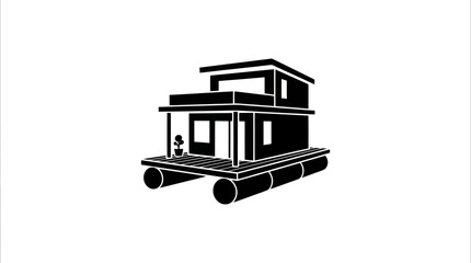 Modern Floating House Vector Illustration © Vertu