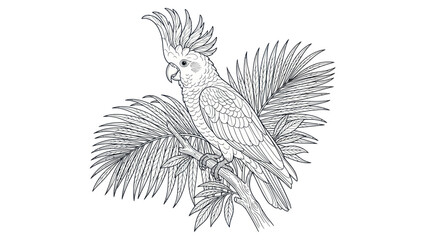 Cockatoo Parrot Line Art Illustration © Vertu
