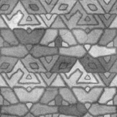 Obraz premium Ancient stone wall with carvings. Geometric line and angle surface. High resolution photo filter.