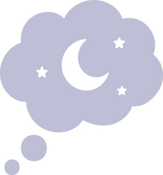 Purple night cloud thought bubble illustration