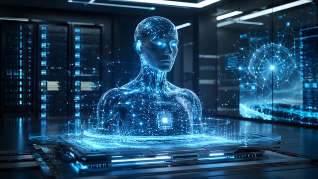 Futuristic cyber security shield with glowing binary code and digital data protection, abstract artificial intelligence network and cloud computing infrastructure concept.