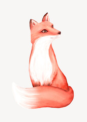 Fototapeta premium Fox collage element, cute animal illustration